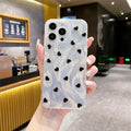 Feather yarn silver suitable for iphone16pro small heart protective case apple 12/14 pearl diamond chain hard protective case