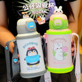 Cartoon 316 stainless steel insulated tumbler with straw, cup sleeve, portable single cup, double lid water bottle - wholesale gift option