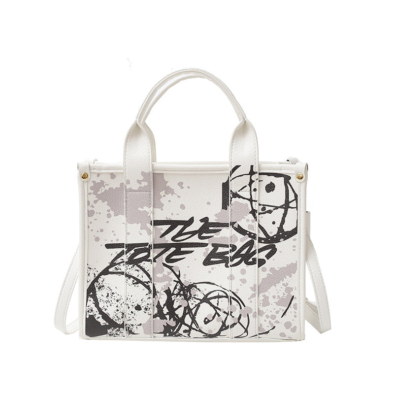 New small tote bag - cross-border women's bag - light luxury, large capacity commuter handbag - printed graffiti crossbody bag