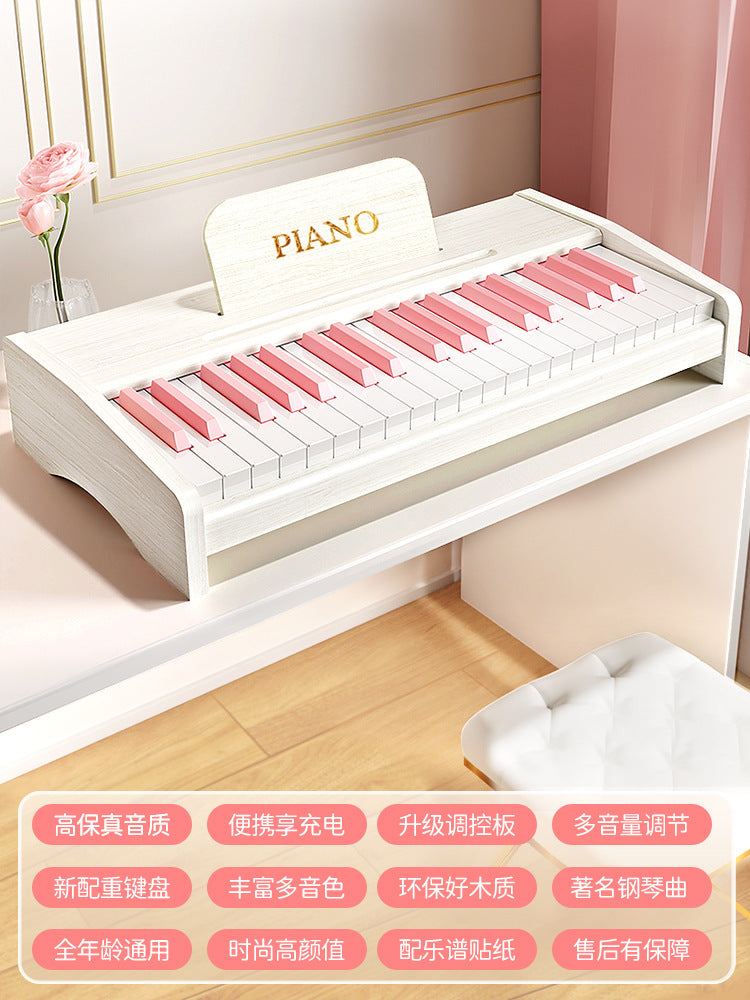 Wooden mini piano kids toy for boys and girls, 37-key electronic keyboard, early music education instrument, professional baby birthday gift