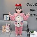 Girls' loungewear set - casual autumn/winter pajamas for kids & toddlers - thickened fleece-lined sleepwear for girls