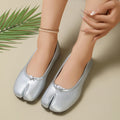 Wholesale women's plus size soft sole split-toe flats -  spring/autumn silver ballet flats - lightweight horseshoe shoes