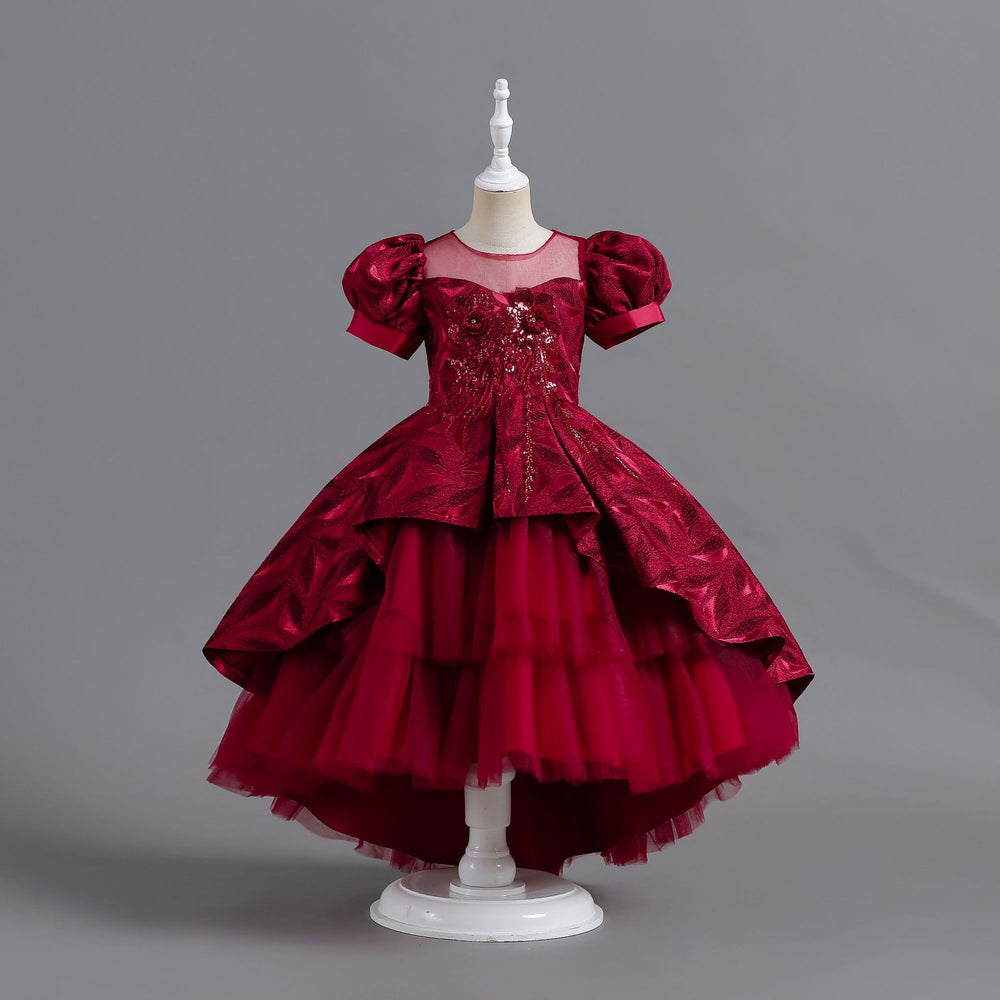 Export children's clothing trailing princess dress sequin pattern wedding dress evening dress christmas holiday dress girl dress