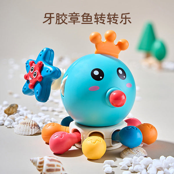 Cross-border baby rotating octopus puzzle cute finger octopus rotating music can bite early education pressing lala music