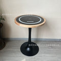 Hotel negotiation table retro dining table with wireless charging bluetooth audio all solid wood desktop small round table desk