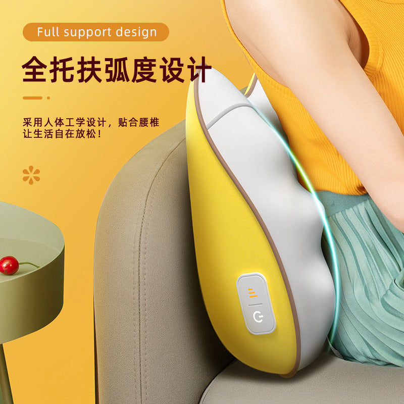 Electric lumbar massager backrest - car, office, and travel support