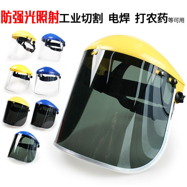 Head-mounted face screen, face mask, mask, heat-resistant and impact-resistant, building grinding protection, oil splash, Blue Eagle B1 A2P.