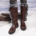exportwinter suede knight boots fur snow boots women's plus sizethick soleknee high boots thick heel heattech cotton shoes