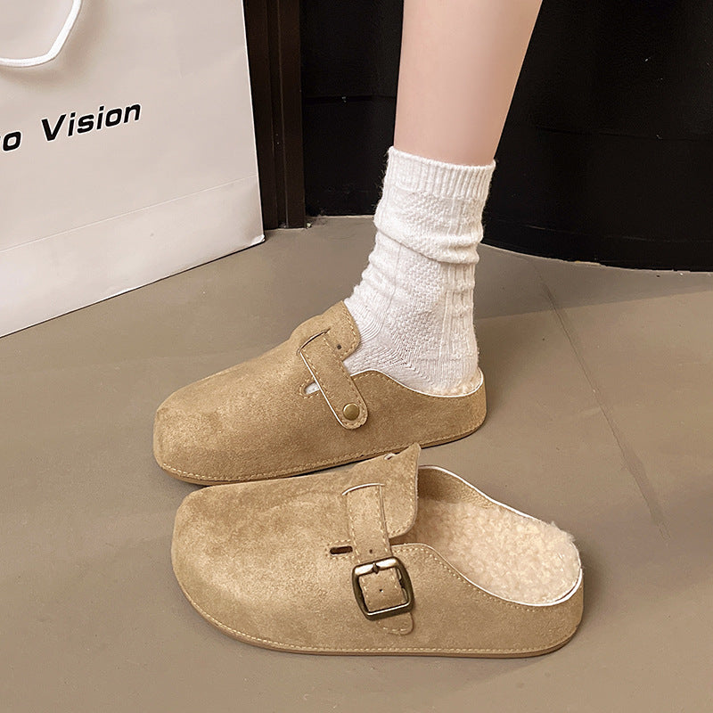 New versatile birkenstock-style women's sandals: retro casual, non-slip, closed-toe, half-wrap, flat, wear-resistant, and easy-to-wear