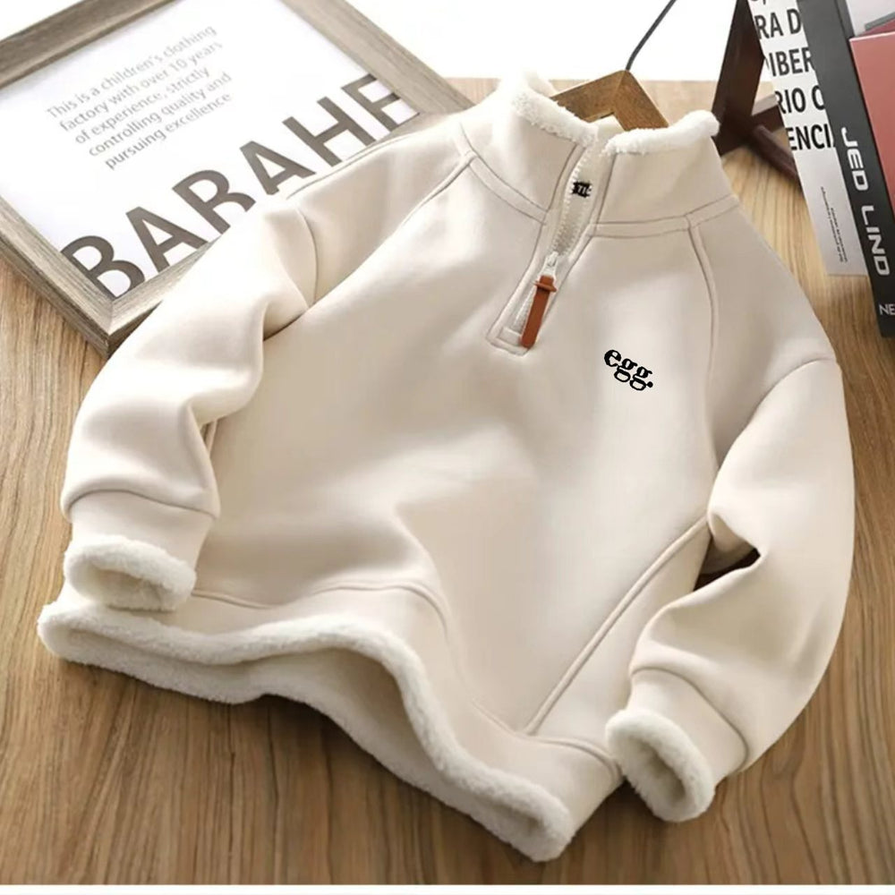 autumn new children's hoodie: embroidered half-zip stand collar top for boys and girls - korean style trendy clothing for mid-to-large children