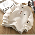 autumn new children's hoodie: embroidered half-zip stand collar top for boys and girls - korean style trendy clothing for mid-to-large children