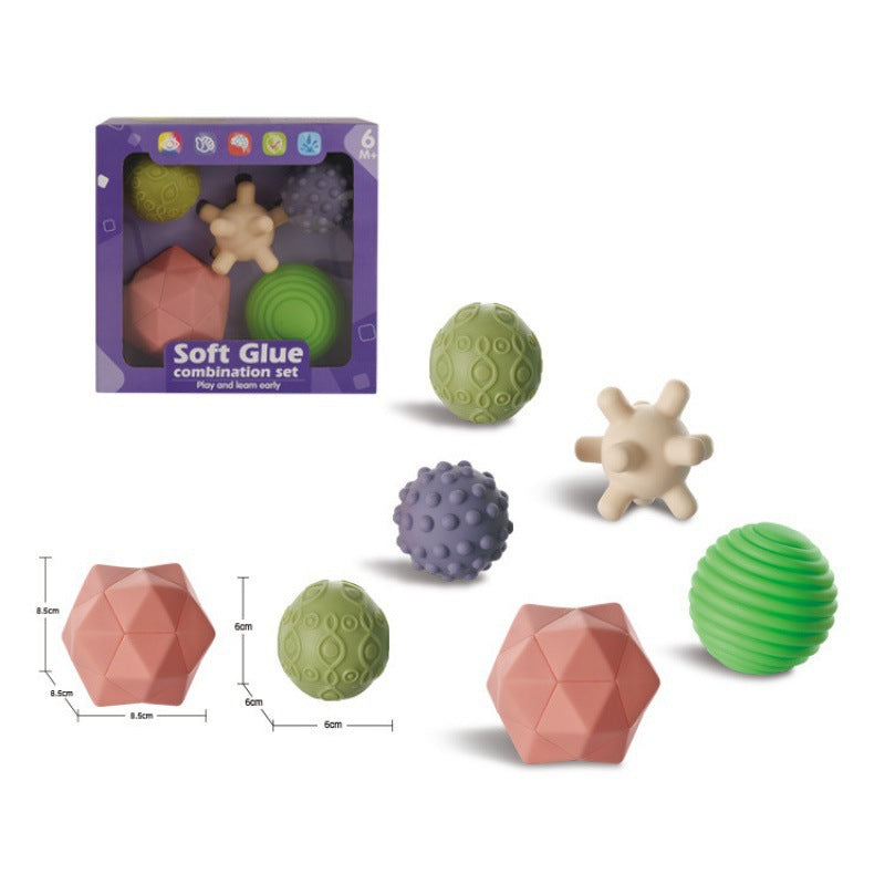 Cross-border amazon soft rubber children's building block infants and young children hands-on brain cognition soft building block toys soft glue synesthesia ball