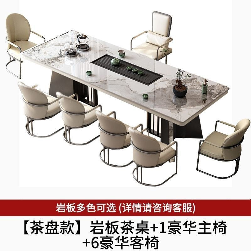 New chinoiserie luxury stone slate tea table table modern tea table and chair combination casualaccessible luxury office large board table tea making table