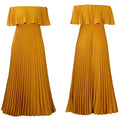 C8594  foreign trade women's new sexy off-the-shoulder pleated maxi dress - european and american style