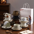 Classyretro coffee cup and saucer suit creative stoneware latte art cup for home high-end exquisite mug and saucer