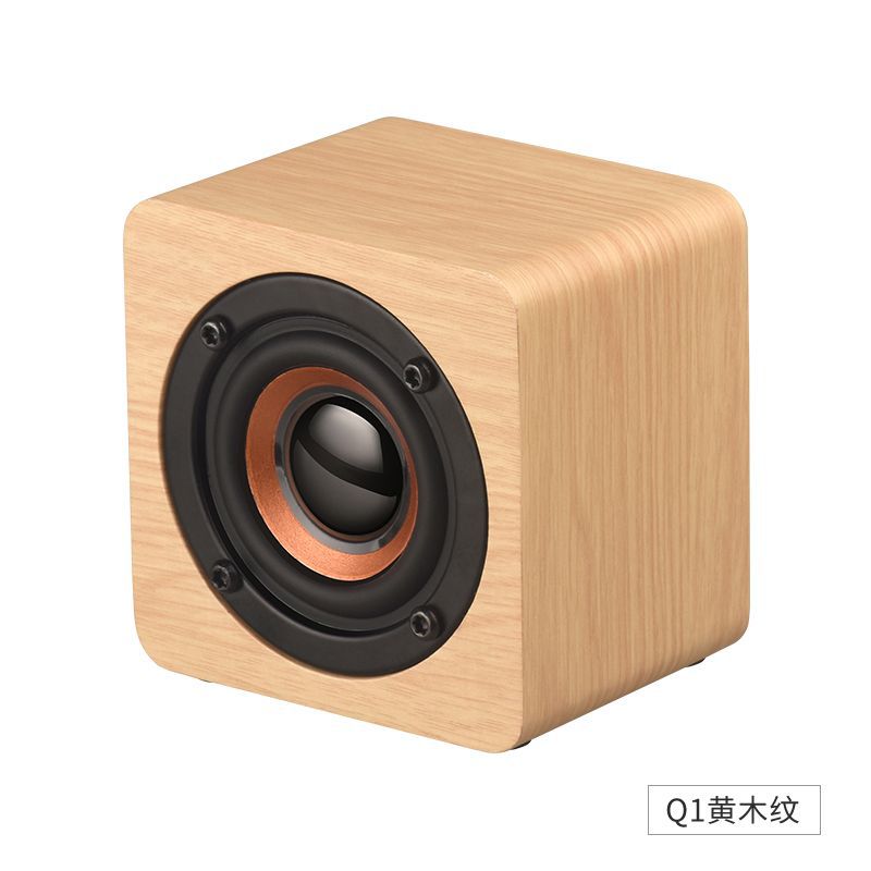 Q1 wooden portable bluetooth speaker - mini wireless audio subwoofer - high-powered creative volume - perfect phone gift