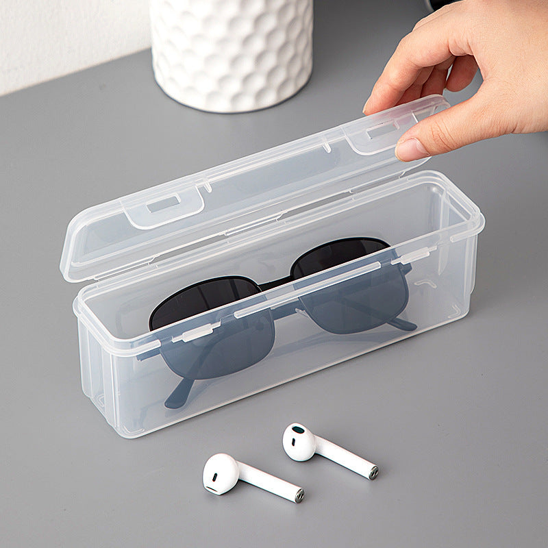 Desktop transparent dust-proof with cover glasses storage box Plastic sealing Multifunctional stackable portable sunglasses storage box