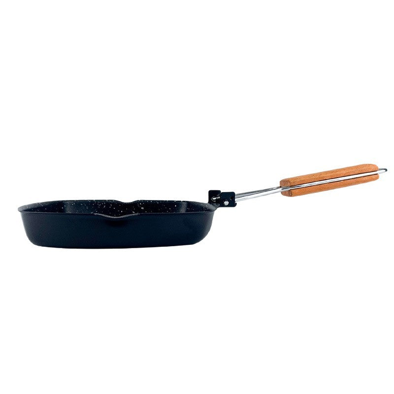 Household outdoor steak frying pan medical stone foldablethickenedstripesflats pot non-stick pan fried egg multifunctional pot