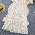 French chic luxury beaded halter sleeveless 3d floral mesh dress - women's loose fit long evening gown
