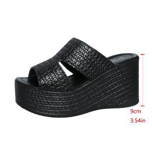 new arrival heel height 9cm size difference 0.5 weight 345g wedge slippers foreign trade women's shoes   dropshipping