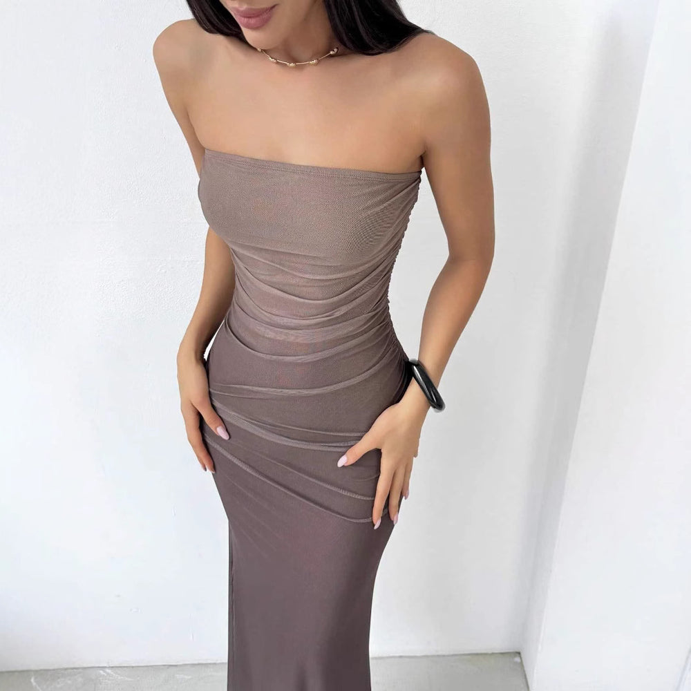 cross-border american gradient mesh bodycon maxi dress - direct supply