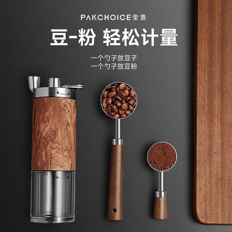 Walnut handle coffee spoon coffee bean measuring spoon 304 stainless steel coffee bean dosing spoon seasoning measuring spoon