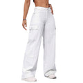 European and american cross-border   new versatile casual mid-rise loose straight wide-leg multi-pocket women's cargo pants