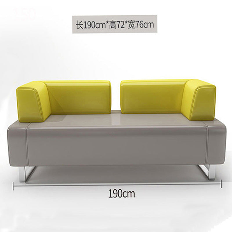 Casual office sofa coffee table combination, reception room, rest area, genuine leather sofa, three-slot sofa combination