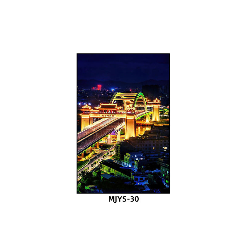 Jieyang ancient city architectural landscape hanging painting hotel box wall decoration painting hot pot restaurant restaurant characteristic cultural tourism mural