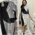 african plus size women's clothing:  &  - elegant v-neck color block houndstooth bodycon dress