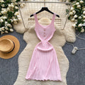 K-style yellow knitting pure lust style hot girl dress female petites suspender waist slimming look a-line skirtelegant