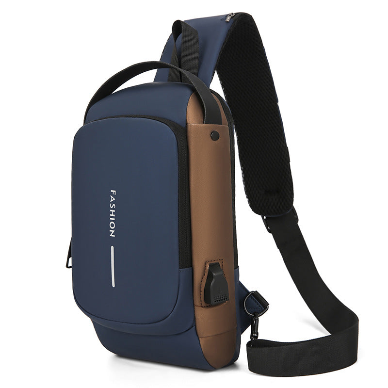 New messenger bag trendy men's breast bag combination lock locomotive bag large capacity anti-theft shoulder bag sports locomotive bag