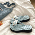 New korean-style platform flip-flops for women, featuring a trendy polka dot design. perfect for summer, these casual and comfortable beach sandals are slip-resistant and ideal for everyday wear