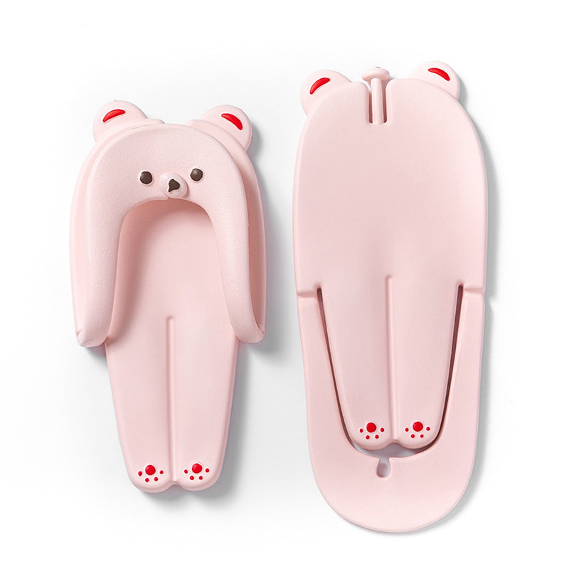 Bear foldable slippers couple travel convenient non-slip outdoor flip-flops beach shoes business trip flip-flops