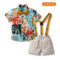 Boys' summer outfit set: new stylish korean style printed short-sleeve shirt two-piece set for kids and babies - trendy and handsome