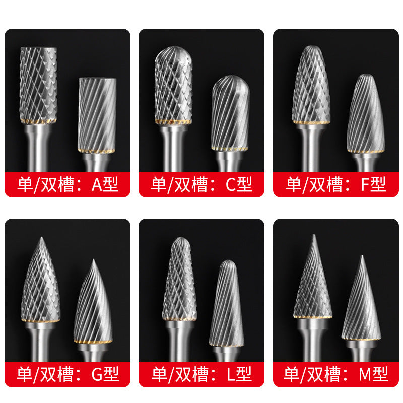Carbide rotary file metal inner grinding head electric drill grinding tool woodworking electric grinding bit tungsten steel milling cutter