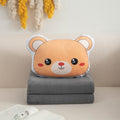 Cartoon plush pillow blanket 2-in-1: foldable throw pillow, quilt, car blanket, office flannel air conditioning blanket