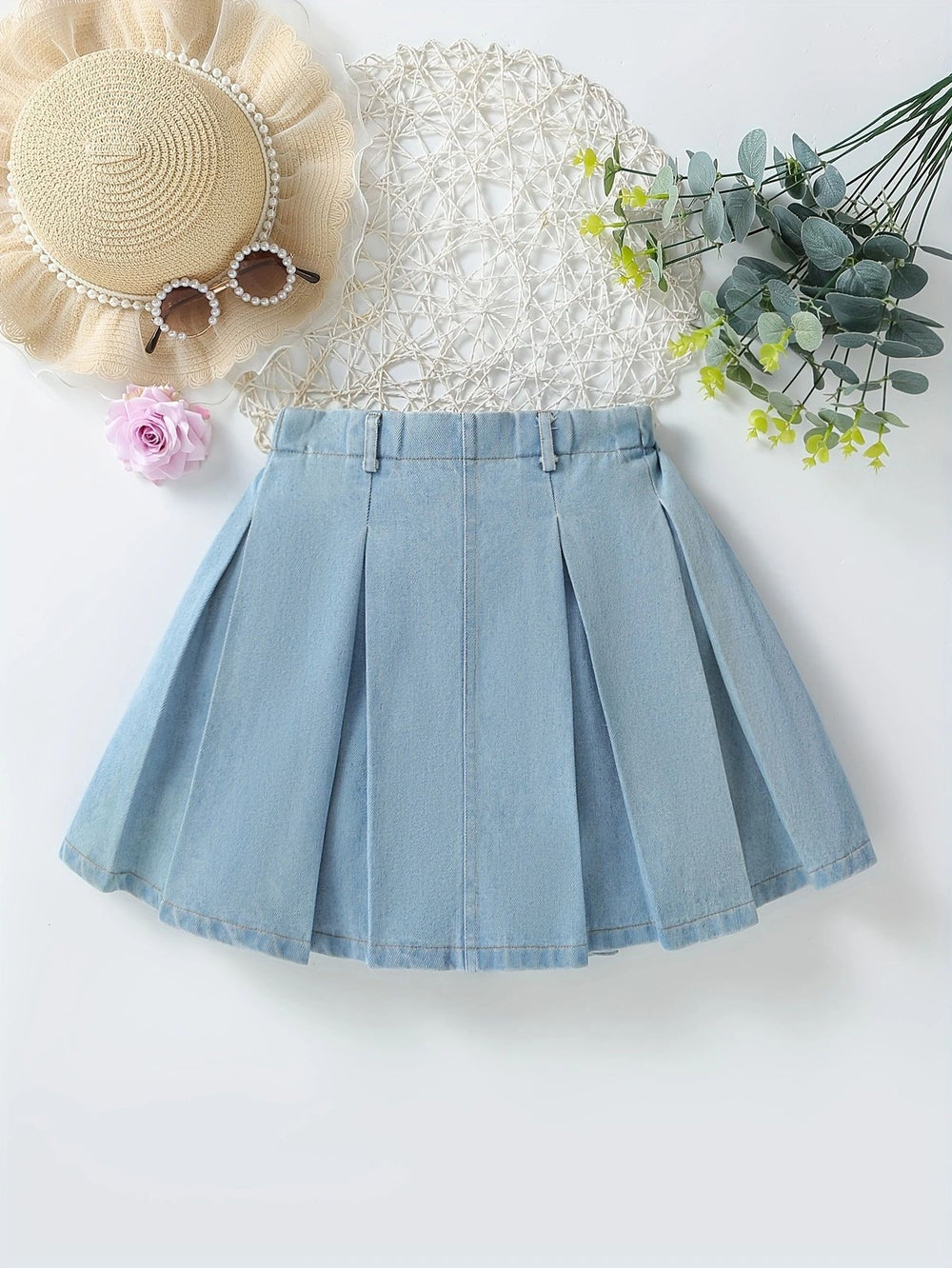 european and american style cross-border girls' denim washed mini skirt - big kids' skirt