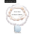 Multi-layered beach necklace wholesale european and american cross-border vacation style blue shell niche high-end clavicle chain for women