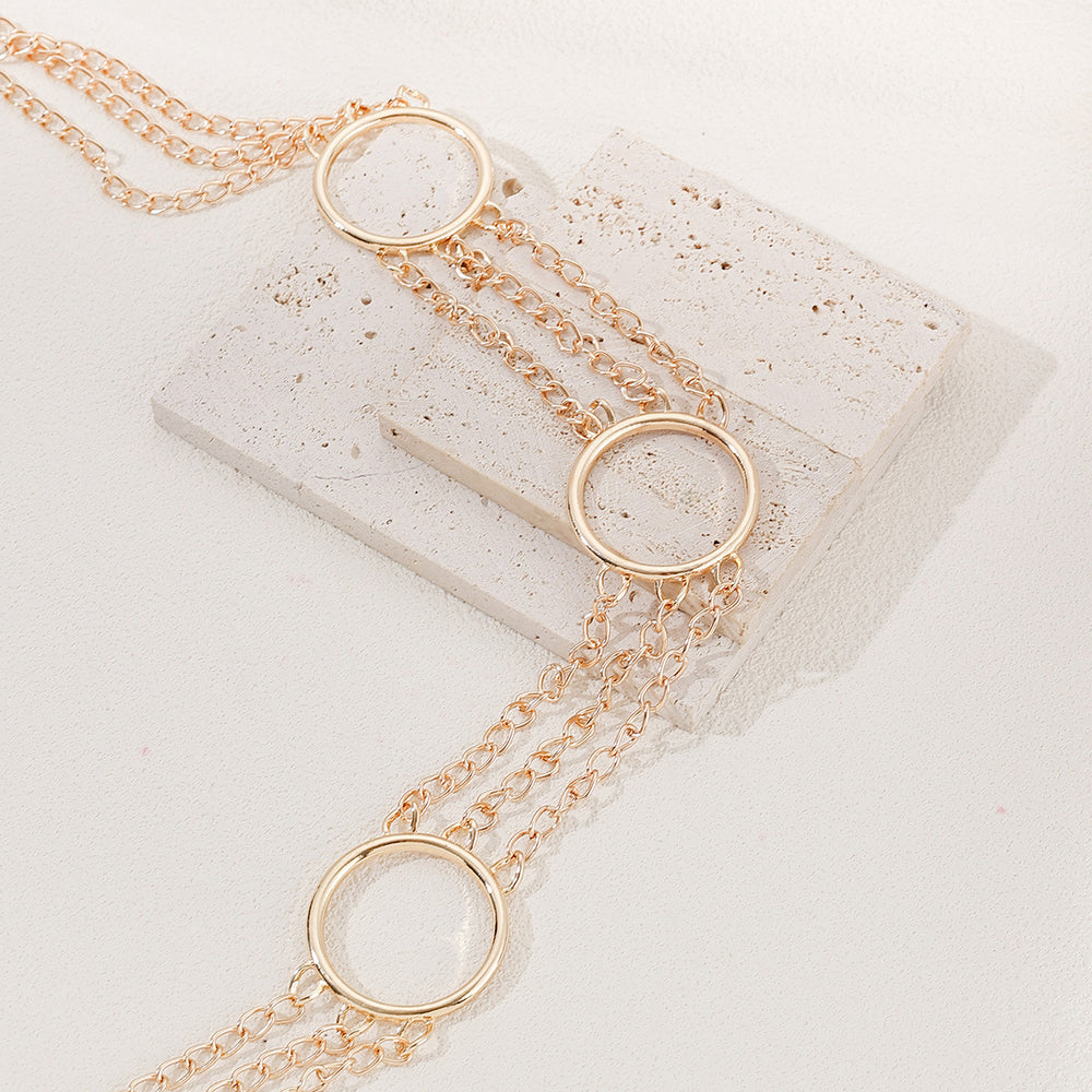 hot-selling metal geometric body chain fashionstylish hot girl circle retropatchworkcasual accessories women's waist chain
