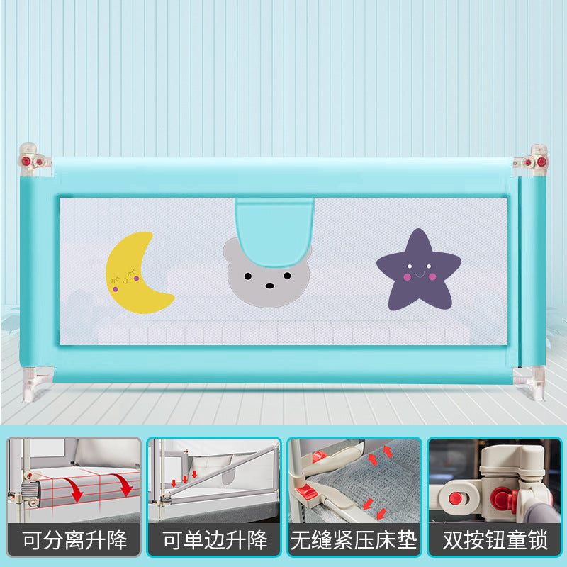 Bed guardrail kids bed fence baby anti-fall guardrail bedside baffle neutral single side adjustable height reinforcement