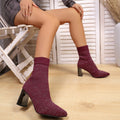 autumn new arrival: plus size chunky heel flyknit boots for women (sizes 36-43) - perfect for cross-border e-commerce, , and  dropshipping