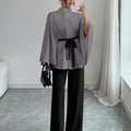 fashion:  new women's outfit - versatile stand collar, cinched waist, tie-waist cropped wool coat set