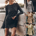 new european and american independent fashion women's autumn unique streetwear casual sequin long sleeve bodycon dress