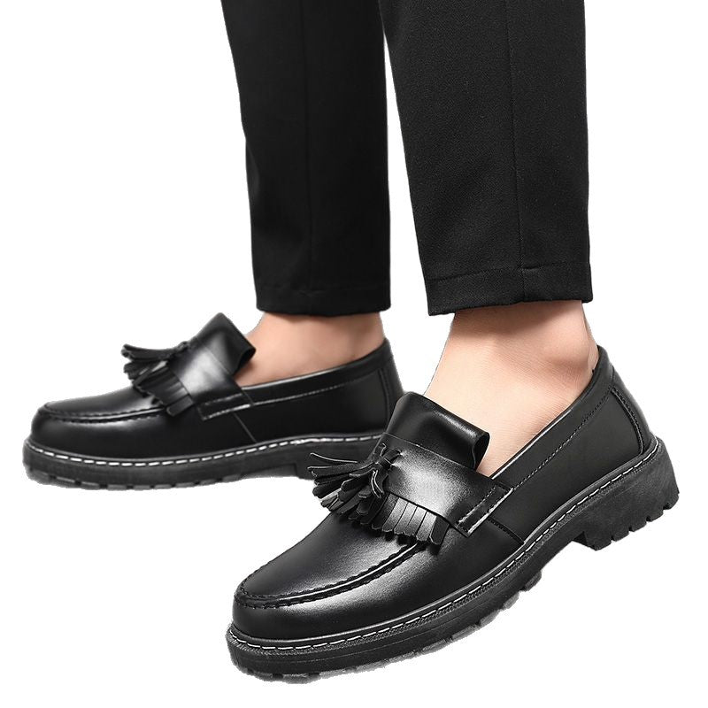 Spring/summer men's leather shoes - versatile casual slip-ons, black work shoes, korean style martin boots, men's loafers