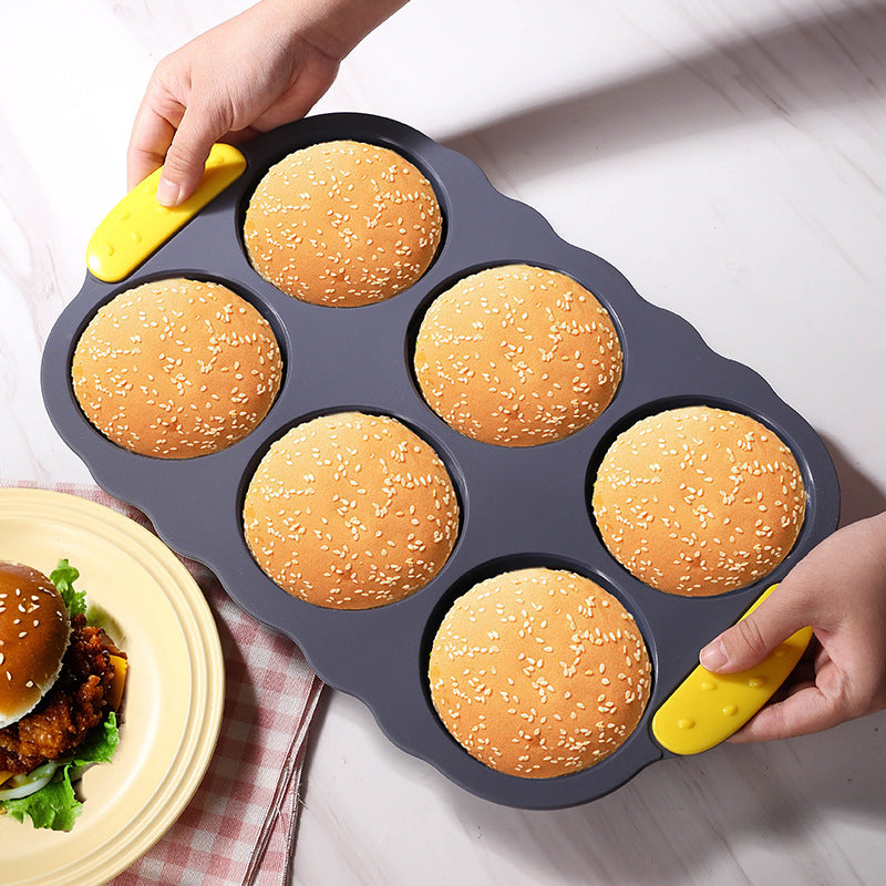 amazon silicone burger mold 6-piece enlarged handle bread mold kitchen baking tool non-stick baking pan
