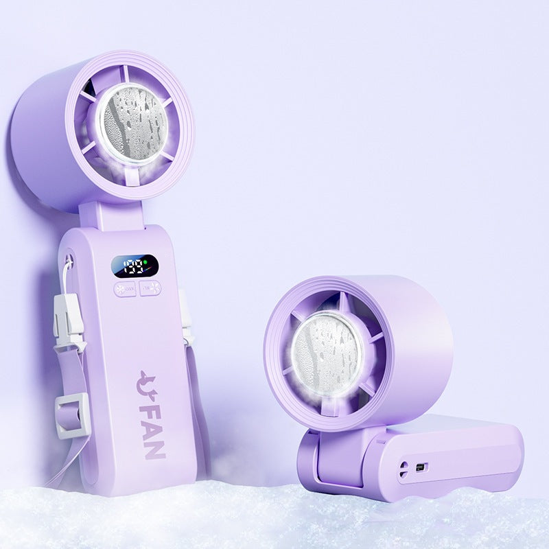2026 new handheld neck fan with digital display, usb rechargeable, mini portable outdoor camping fan - powerful wind, low power consumption