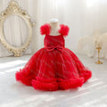 New children's tulle dress birthday party evening gown diamond mesh princess dress diamond kids formal dress 140cm and under
