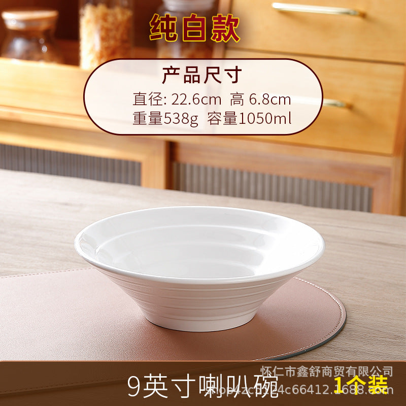 Restaurant gold thread thickened pure white japanese stylefor home thread double line horn hat ramen large soup noodle bowl can be added with word mark