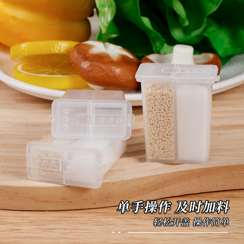 Kitchen for home dispensing seasoning bottle salt shaker moisture-proof sealed seasoning seasoning box double grid seasoning box factory direct sale